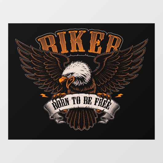 Biker Eagle Geboren als gratis motorfietswinkel Raamsticker (Vel)