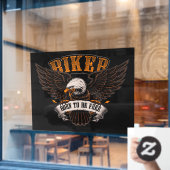 Biker Eagle Geboren als gratis motorfietswinkel Raamsticker (Cafe Raam)