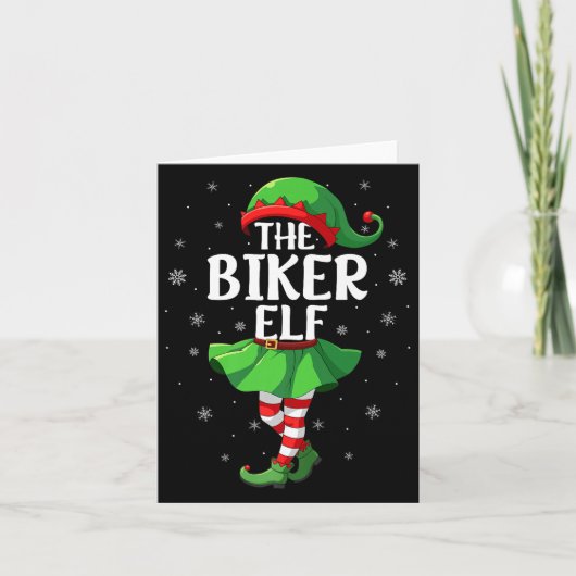 Biker Elf Christmas Girls Women Elf Squad Xmas Fam Kaart (Voorkant)