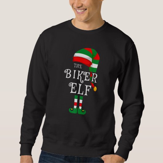 Biker Elf Family Kerstmis Matching Pajamas Group Trui (Voorkant)