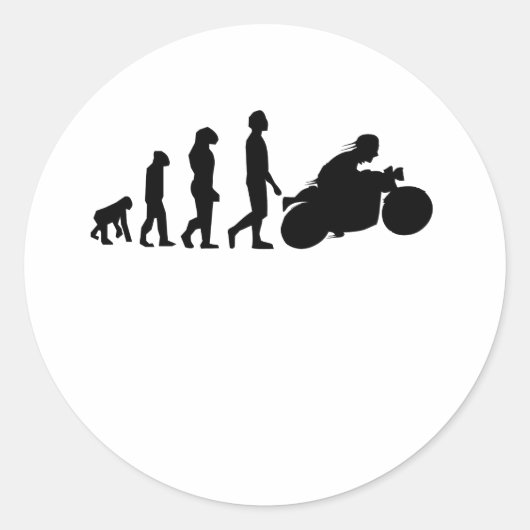Biker Evolution Motorcycle Ronde Sticker (Voorkant)