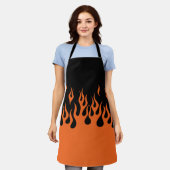 Biker Flames in Sinaasappel en zwart Schort (Gedragen)