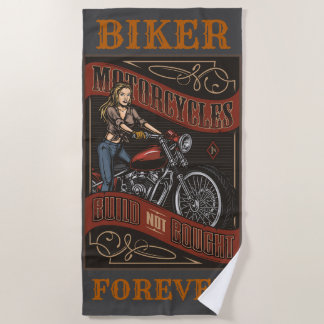Biker Forever Custom Motorcycles Babe Strandlaken