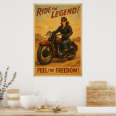 Biker Freedom Art - Retro Ride liefhebbers Poster (Keuken)