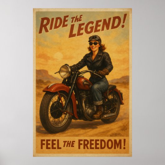 Biker Freedom Art - Retro Ride liefhebbers Poster (Voorkant)
