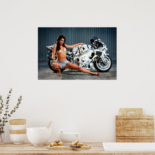 Biker Gal Poster (Keuken)
