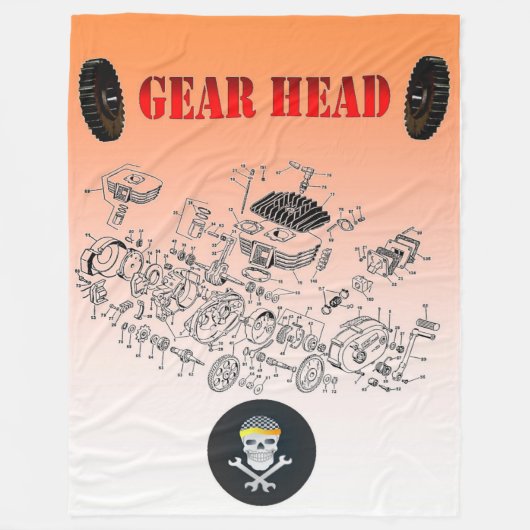 BIKER GEAR HEAD FLEECE DEKEN (Voorkant)