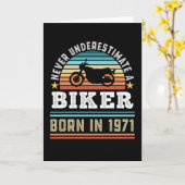 Biker geboren in 1971 50th Birthday Motorbike Gift Kaart (Gele Bloem)