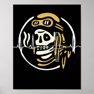  Biker Ghost Pilot Halloween Funny Gift Poster