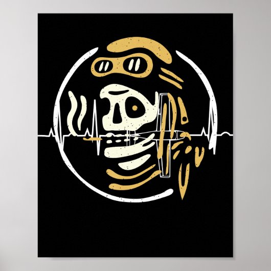  Biker Ghost Pilot Halloween Funny Gift Poster (Voorkant)