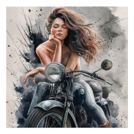 Biker Girl Foto Afdruk