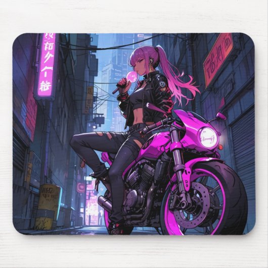 Biker Girl Mousepad Muismat (Voorkant)