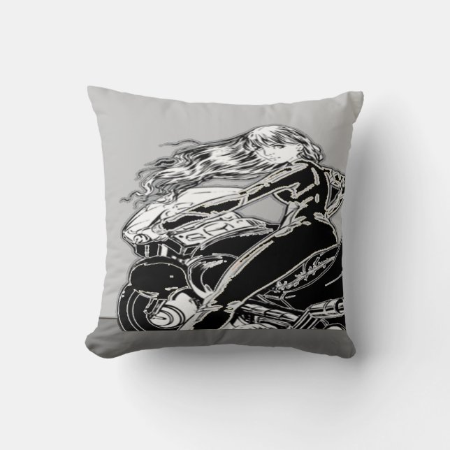 Biker Girl Pillow Kussen (Voorkant)