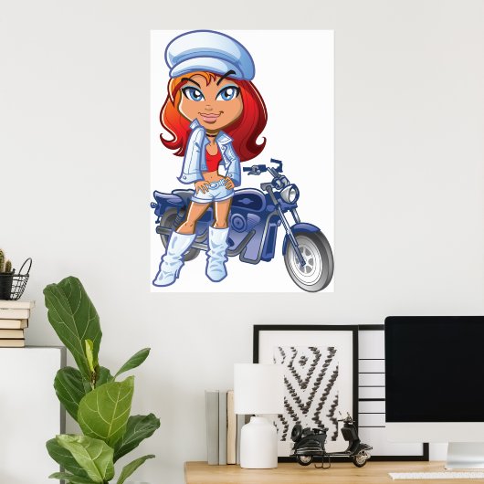 Biker Girl Poster (Thuiskantoor)