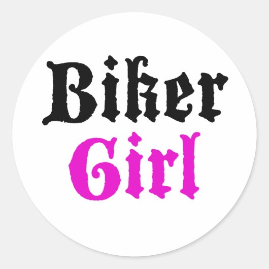 Biker Girl Ronde Sticker (Voorkant)