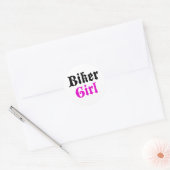 Biker Girl Ronde Sticker (Envelop)
