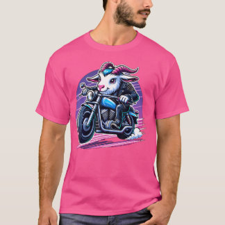 Biker Goat Riding Motorbike T-shirt