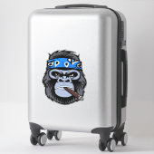 Biker gorilla aap roken sigaar dierlijke kunst sticker (Koffer)
