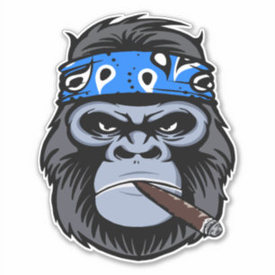 Biker gorilla aap roken sigaar dierlijke kunst sticker