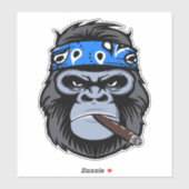 Biker gorilla aap roken sigaar dierlijke kunst sticker (Vel)