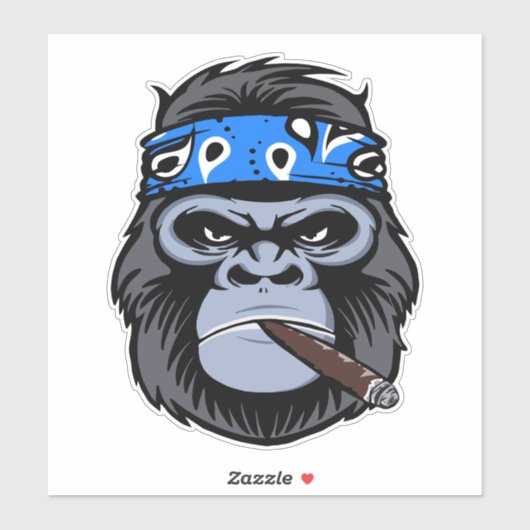 Biker gorilla aap roken sigaar dierlijke kunst sticker (Vel)