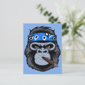 Biker gorilla roken sigaar dierlijke kunst briefkaart (Staand voorkant)
