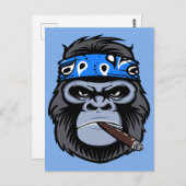 Biker gorilla roken sigaar dierlijke kunst briefkaart (Voorkant / Achterkant)