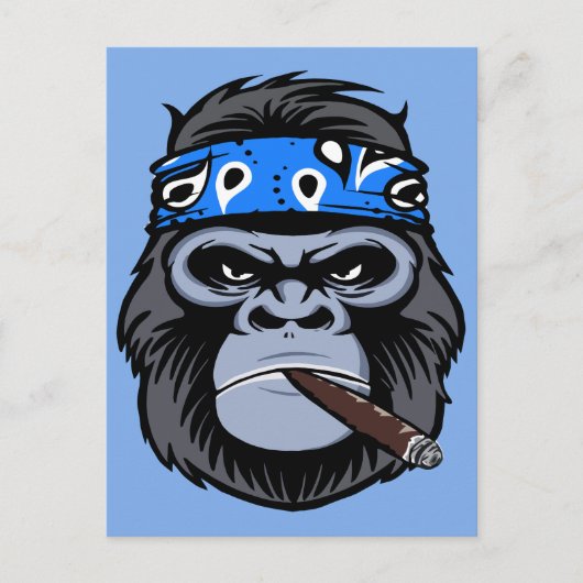 Biker gorilla roken sigaar dierlijke kunst briefkaart (Voorkant)