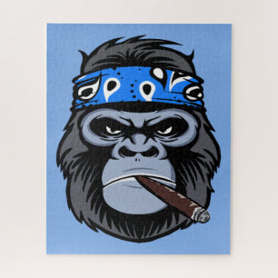 Biker gorilla roken sigaar dierlijke kunst legpuzzel