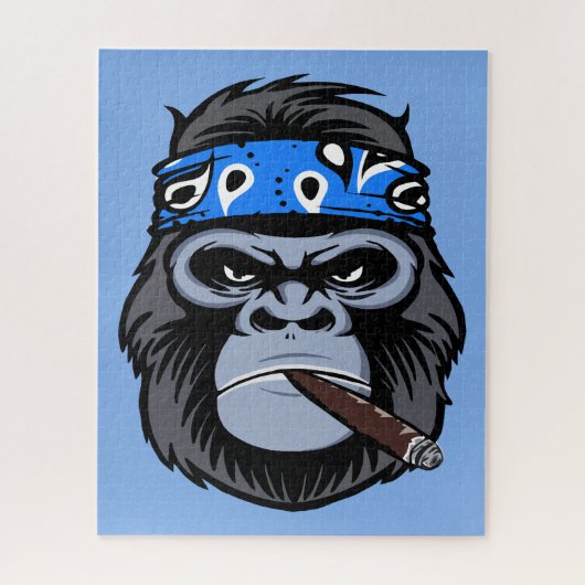 Biker gorilla roken sigaar dierlijke kunst legpuzzel (Verticaal)