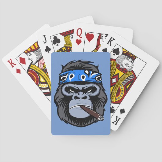 Biker gorilla roken sigaar dierlijke kunst pokerkaarten (Achterkant)