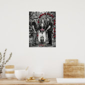 Biker Gothic Wedding Skull Rose Arch Selective  Poster (Keuken)