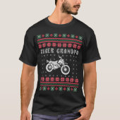 Biker Grandpa Motorcycle Ugly KerstSweater T-shirt (Voorkant)