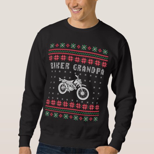 Biker Grandpa Motorcycle Ugly KerstSweater Trui (Voorkant)