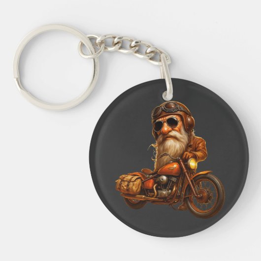 Biker Grandpa Sleutelhanger – Cool Chopper Ride Mi (Voorkant)