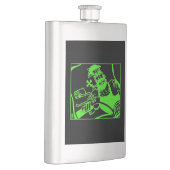 Biker groen zwart roestvrij stalen kolf flacon (Rechts)