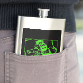 Biker groen zwart roestvrij stalen kolf flacon (Voorbeeld)