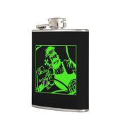 Biker groen zwart verpakt kolf heupfles (Links)