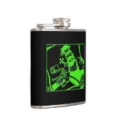 Biker groen zwart verpakt kolf heupfles (Rechts)