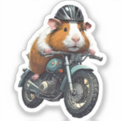 Biker Guinea Pig Explorer, Road Trip Sticker (Voorkant)