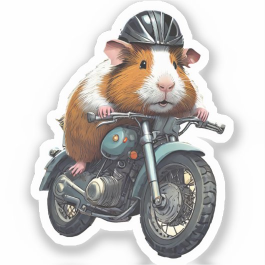 Biker Guinea Pig Explorer, Road Trip Sticker (Voorkant)