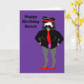 biker, Happy Birthday Butch Kaart (Gele Bloem)