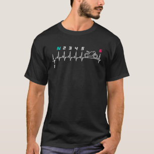 Biker Hartslag Motorrijder T-shirt Motorrijden 6 V