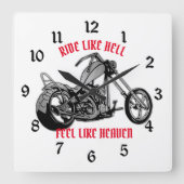 Biker Heaven White Vierkante Klok (Voorkant)