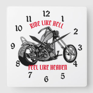 Biker Heaven White Vierkante Klok