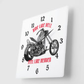 Biker Heaven White Vierkante Klok (Hoek)