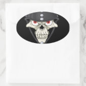 Biker Helmet Skull-ontwerp voor motorrijders Ovale Sticker (Tas)