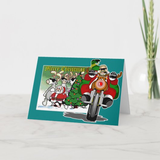 Biker Helper Bubba Claus Feestdagen Kaart (Voorkant)