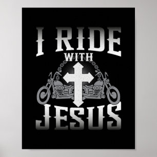 Biker ik rijd met Jezus Faith Poster