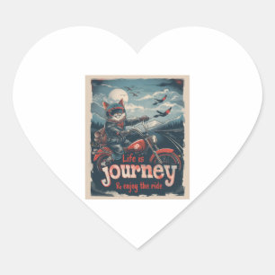 Biker Kat Avontuur Hart Sticker
